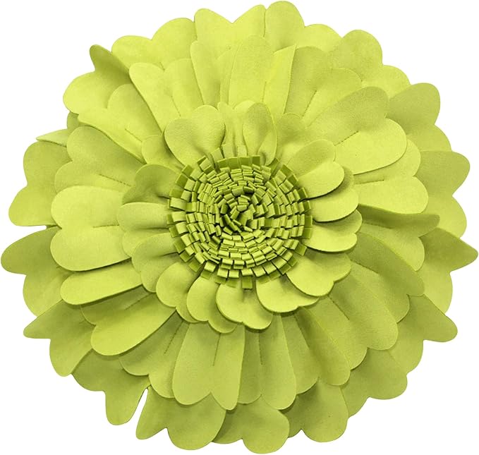Contempo Lifestyles Flower Pillow – Decorative Pillow 3D Round Throw Pillows for Home Décor – Handmade Sweetheart Flower Pillow for Bed & Couch-Sunflower Pillow - 16 Inch Lime
