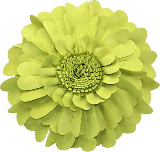 Contempo Lifestyles Flower Pillow – Decorative Pillow 3D Round Throw Pillows for Home Décor – Handmade Sweetheart Flower Pillow for Bed & Couch-Sunflower Pillow - 16 Inch Lime