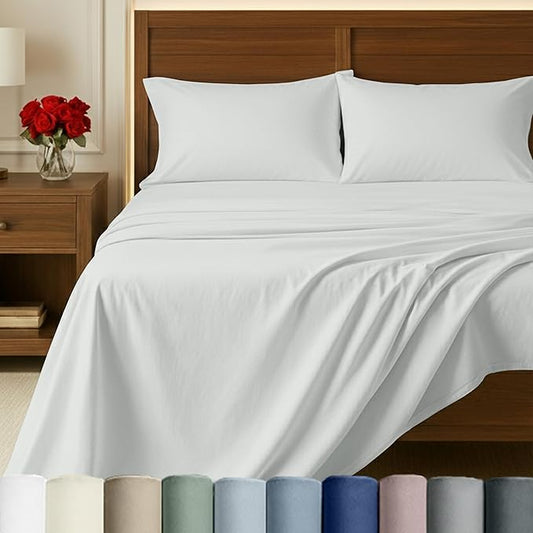 California Design Den 100% Egyptian Cotton Sheets California King Size Set - Certified Authentic Luxury, Soft Sateen, Deep Pockets, Breathable and Durable Bedding Sheets & Pillowcases Set - Ivory