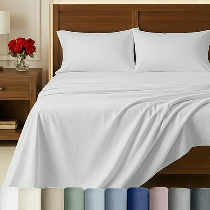 California Design Den 100% Egyptian Cotton Bed Sheets Queen Size Set - Certified Authentic Luxury Deep Pocket Bed Sheets Set, Soft Sateen Breathable Sheets for Hot Sleepers - Ivory