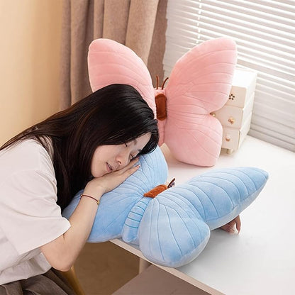 PEACH CAT Butterfly Pillow Decorative Butterfly Shaped Throw Pillows 15.7" x 15.7" Cute Plush Cushion Decor for Bedroom Living Room Sofa Couch Blue