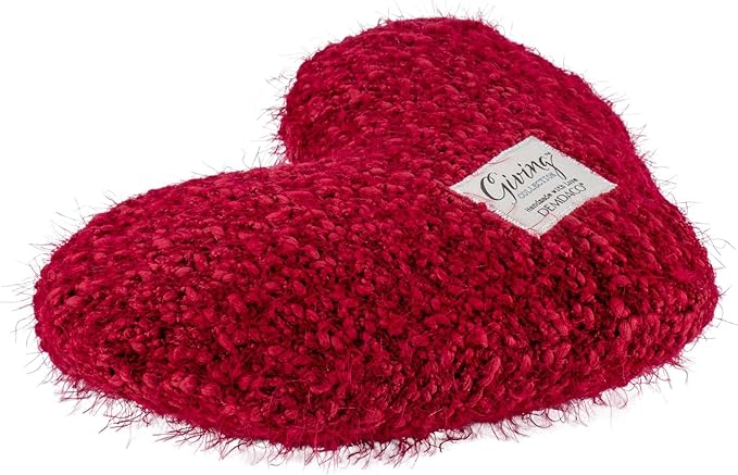 DEMDACO Giving Heart Cranberry Red 10 x 11 Cotton Weighted Plush Decorative Throw Pillow