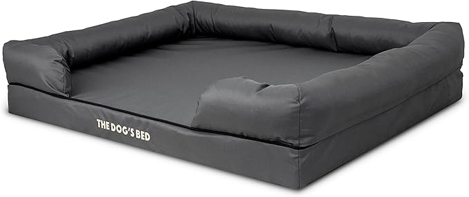 The Dog’s Bed Orthopedic Memory Foam Dog Bed with Bolsters, Oxford Fabric, Grey with Black Trim, XL