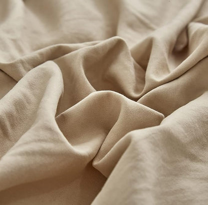 KAREVER Champagne Comforter Set Queen Beige Bedding Set Women Light Khaki 3 PCs Durable Blanket Queen Khaki Bed Comforter Set Breathable