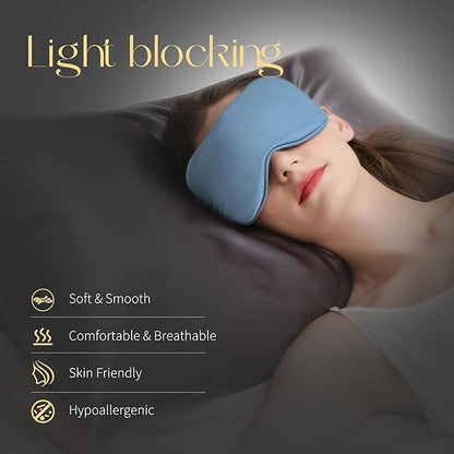 ZIMASILK Adjustable 100% 22 Momme Mulberry Silk Sleep Mask for Sleeping, Filled with Premium Mulberry Silk, Softest & Breathable Eye Sleeping Mask (Sky Blue)