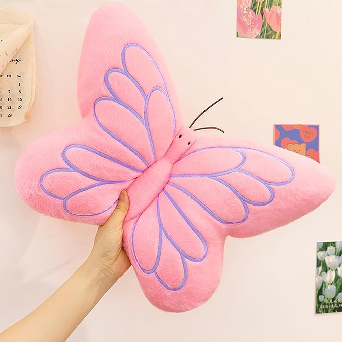 PEACH CAT Butterfly Pillow Decorative Butterfly Shaped Throw Pillows 16" x 12" Soft Plush Cushion Decor for Bedroom Living Room Sofa Couch Pink