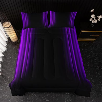 Purple and Black Bedding Set Twin Size Abstract Ombre Comforter Set for Teen Boys, Mordern Bedding Set 3 Piece in A Bag,Dark Quilt Set Mordern Art Decor Lightweight All Seasons with Pillowcases