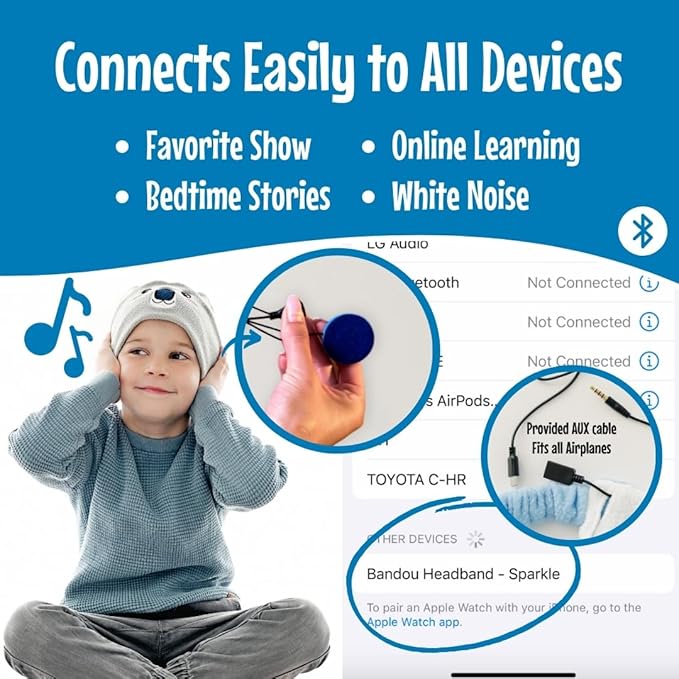 Original Toddler & Kids Headphones - Bluetooth Wireless & Wired Headband - Comfortable Fit - Safe Volume Limited - Adjustable for Travel, Learning, and Sleep (Sparkle The Unicorn)