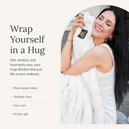 Minky Couture Hugs Blanket - Extra Plush Blanket for Premium Gifting - Stretchy Bubbled Cozy Throw - Silky Smooth - Durable & Machine-Washable - Travel-Friendly - Monster, Cream