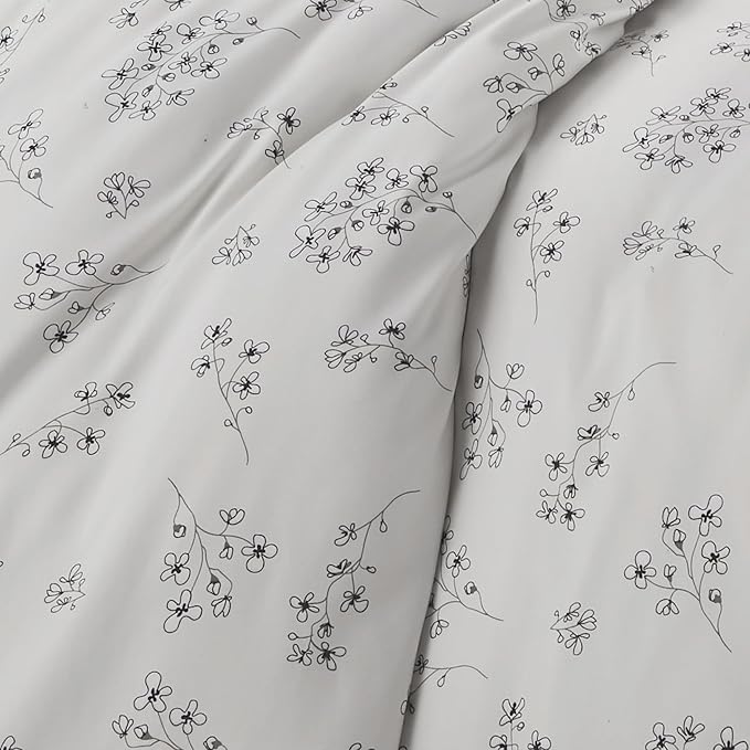 Southshore Fine Living, Inc. 3-Piece Comforter Full Size Set, Down Alternative All-Season Floral Comforter with Matching Shams, Soft Flowered Bedspread, Full or Queen Bedding, Sweet Florals Grey