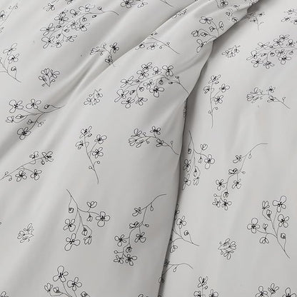 Southshore Fine Living, Inc. 3-Piece Comforter Full Size Set, Down Alternative All-Season Floral Comforter with Matching Shams, Soft Flowered Bedspread, Full or Queen Bedding, Sweet Florals Grey