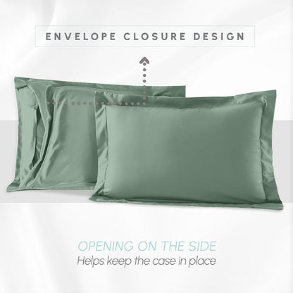 Elegant Comfort 3-Piece Box Stitched Down Alternative Comforter with Shams - Ultra Soft for All Season Duvet Insert with Corner Tabs, Plush Cozy 3PC Comforter Set, Queen, Smoke Green