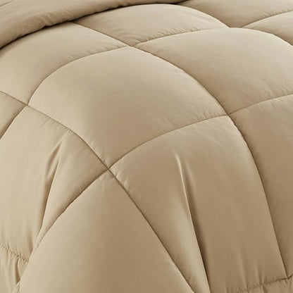 King Size Comforter Set with Sheets - 7-Piece Bedding Collection - 1 Comforter, 1 Fitted Sheet, 1 Flat, 4 Pillowcases - Deep Pocket - Soft & Breathable Premium Quality - Ideal for All Seasons, Taupe