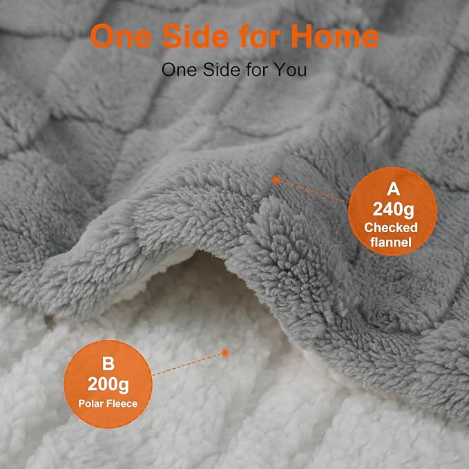 Electric Blanket, 84" x 90" Heated Blanket with 6 Heat Levels & 10 Hours Auto Off, Soft Checked Flannel Fast Heating Blanket with ETL & FCC Certification, Gray
