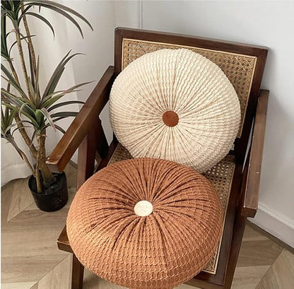 S_SSOY Round Throw Pillow for Couch Decorative 13"X13" Pumpkin Round Velvet Cushion for Sofa Bed Chair Floor Car Decorative (Coffee)
