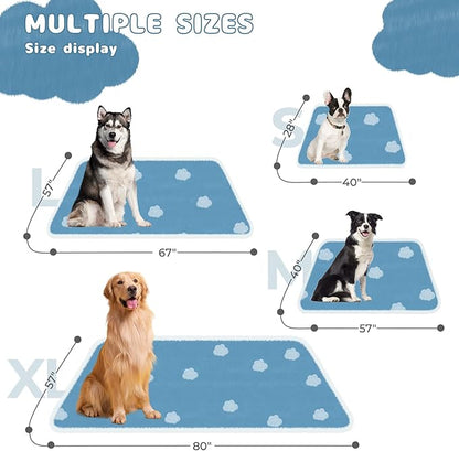 Luciphia Waterproof Pet Blanket for Medium Large Dogs Washable Fluffy Thick Jacquard Shag Fleece Warm Sherpa 3D Textured Flower Print for Cats Puppy Couch Protection (Blue Cloud,40x28 inches)