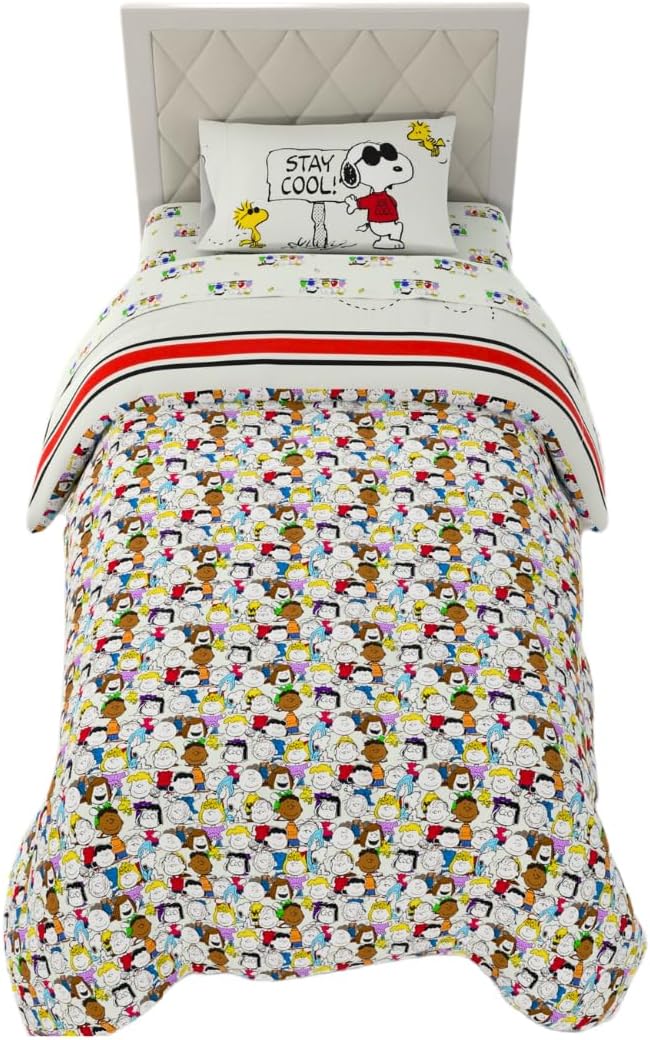 Franco Peanuts Classic Pals Super Soft Comforter and Sheet Set, 4 Piece Twin Size, (Official Licensed Product) Collectibles