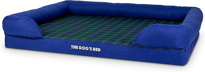 The Dog’s Bed Orthopedic Memory Foam Dog Bed with Bolsters, Oxford Fabric, Black Watch Tartan, XXL