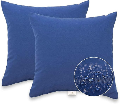 JMGBird Water-Resistant Outdoor Pillows Set of 2, 18x18 inch Durable Navy Blue Throw Pillows with Inserts for Patio Furniture