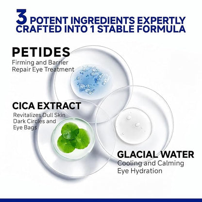 Peptide Cooling Under Eye Patches, Soothing Eye Patches Instant Reduces Dark Circles and Puffiness, Calming Under Eye Mask with Glacial Water for Bags Treatment, 12 Pairs
