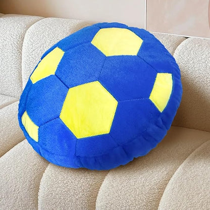 Dark Blue Fluffy Soccer Ball Pillow, 15.7 Inches Soft Decorative Throw Pillow for Bedroom Decorations Perfect for Soccer Themed Room Decor Valentines Day Gifts
