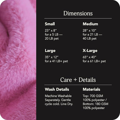 UnHide Floof Pet Bed - XL (40"x14") - Extra Soft Dog Bed - Removable Faux Fur Cover - Machine Washable - Helps Ease Pet Anxiety & Provides The Perfect Sleep - Pink