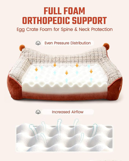 Orthopedic Dog Bed for Extra Large Dogs,Waterproof Supportive Egg Crate Foam Medium Dog Couch, Pet Bed with with Removable Bolsters, Washable Cover Non-Slip Bottom, (43''×32''×8'')