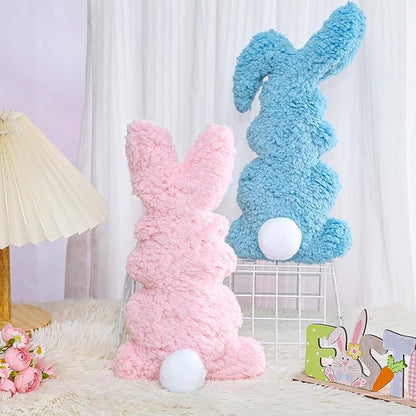 3 Pcs Easter Buuny Throw Pillows, 11.8 Inch Soft Rabbit Shaped Pillow Cushion Plush Happy Easter Decorative Pillow for Couch Bed (Pink, Yellow, Blue)