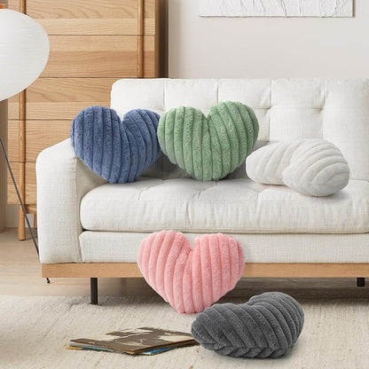 16 Inch Sage Green Heart Pillow Cute Decorative Throw Pillows, Heart Shaped Soft Fluffy Faux Fur Pillows Cushions for Couch Chair Bed Bedroom Room Home Decor Aesthetic (1, Green, Medium-16"x13")
