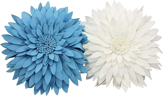 Contempo Lifestyles 3D Daisy & Sunflower Throw Pillow - Solid Light Blue Flower-Shaped Couch & Bed Pillow - Gift for Her