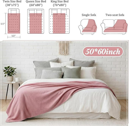Kinlop Fleece Blanket Bulk 60 x 50 Inch Soft Lightweight Fleece Cozy Blanket Warm Throw Plush Pet Throw for Bed Couch Sofa Home Office Wedding Gifts Travel Camping(Grayish Pink)