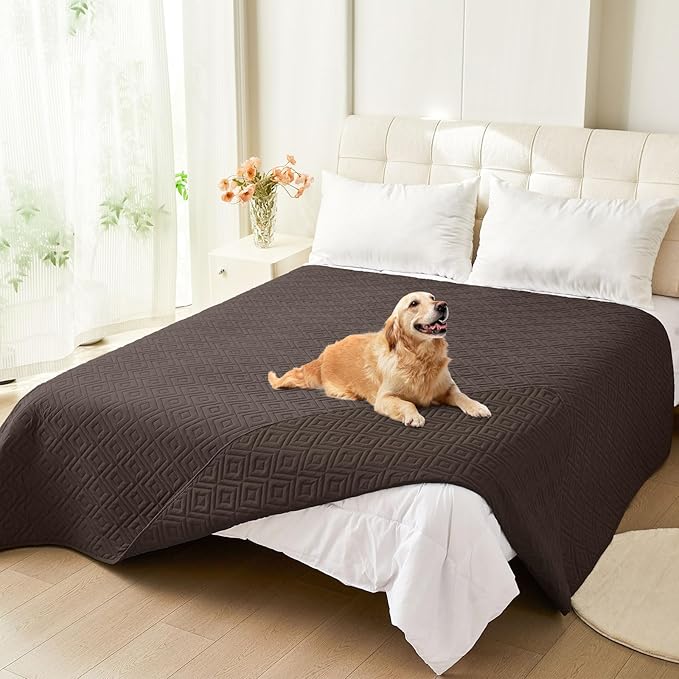 hyha Waterproof Dog Blanket, Soft Dog Bed Cover Pet Blankets, Waterproof Sofa Couch Cover for Dogs Washable, Reversible Pet Couch Covers for Sofa Furniture (82x102 Inch, Chocolate/Chocolate)
