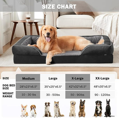 INVENHO Orthopedic Dog Bed for Extra Large Dogs, XXL Egg-Crate Foam Dog Couch with Washable Removable Cover, Waterproof Lining and Nonskid Bottom