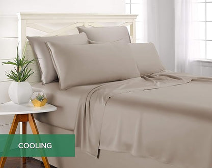 Pure Bamboo California King Sheets, Genuine 100% Organic Viscose Derived from Bamboo Bed Sheet Set, Soft & Cooling, Double Stitching, 2 Year Quality Promise (California King, Sand)