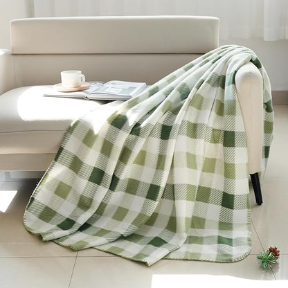 ZYFZCYBL Fleece Throw Blankets for Couch Bulk Lightweight Warm Soft Cozy Blanket 6 Pack Bulk Fleece Blanket Solid for Bed Couch Office Gifts Outdoor 50 x 60 inch （Green Plaid）