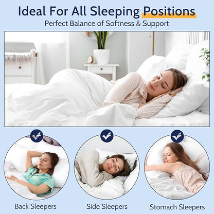 Pillows Queen Size Set of 2, Gusseted Bed Pillows for Sleeping 2 Pack, Luxury Hotel Quality, Supportive Queen Pillow with Soft Down Alternative for Back Stomach Side Sleepers, Machine Washable