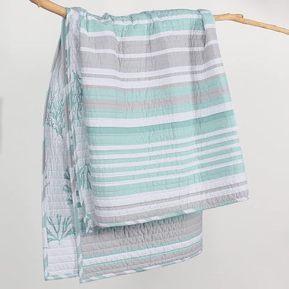 Levtex Home - Truro - Throw - Stripe in Shades of Teal - Throw Size 50x60in. - Cotton/Cotton