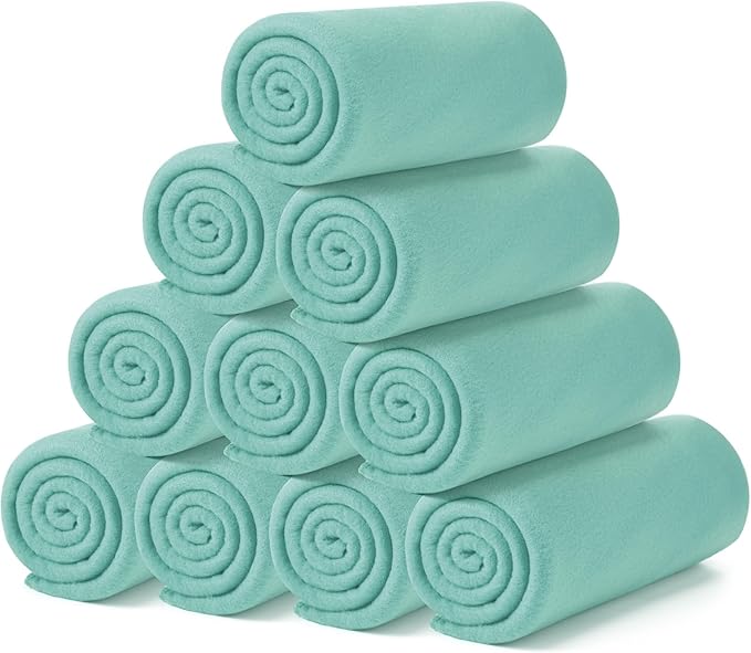 Buryeah 10 Pcs Fleece Blanket Bulk Soft Warm Blankets Cozy Fleece Lightweight Throw Blankets Plush Pet Throw Blanket for Home Bed Sofa Office Wedding Gifts Travel(50" X 60",Gray Blue)