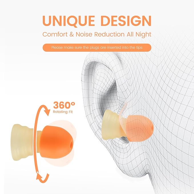 Zeroplus Cocoon EarPlugs - Ultra-Comfy Reusable Noise Reducing Earplugs 26dB NRR for Sleep,Deep Focus,Travel, Noise Sensitivity Hearing Protection Noise Reduction(Orange)