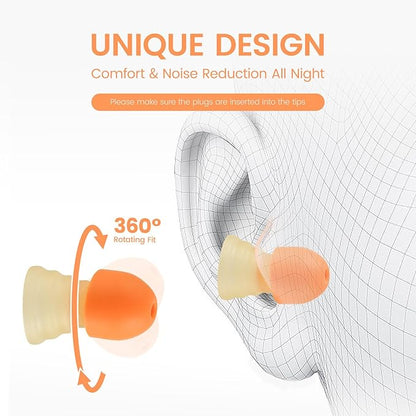 Zeroplus Cocoon EarPlugs - Ultra-Comfy Reusable Noise Reducing Earplugs 26dB NRR for Sleep,Deep Focus,Travel, Noise Sensitivity Hearing Protection Noise Reduction(Orange)