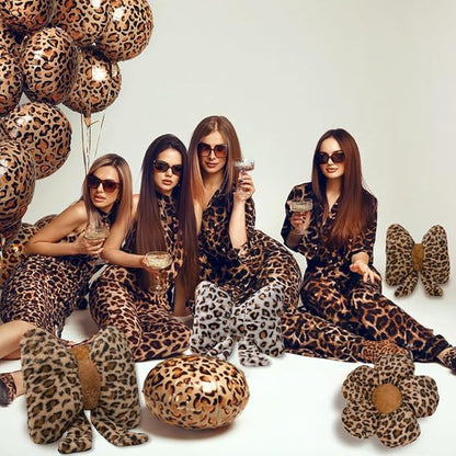 2Pcs Leopard Print Bow Throw Pillow Furry Bow Plush Pillows Cute Flower Plush Pillow Cheetah Home Decor Stuffed Bow Lumbar Pillow for Bed Couch Living Room Decor (Brown, 16in Bowknot)