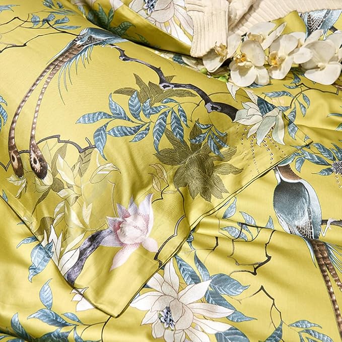 mixinni Vibrant Colored Comforter Twin XL Size Bed Floral Printed Comforter Set Flower Birds Bedding Comforter with 2 Pillowcases for All Season-Twin XL Size