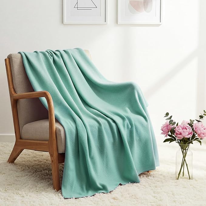 Kinlop Fleece Blanket Bulk 60 x 50 Inch Soft Lightweight Fleece Cozy Blanket Warm Throw Plush Pet Throw for Bed Couch Sofa Home Office Wedding Gifts Travel Camping(Blue Green)