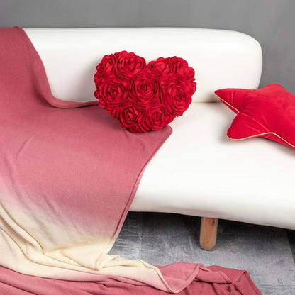 JWH Valentine's Day Throw Pillow Covers Decorative Flower Accent Pillow Cases Heart Shaped Cushion for Couch Living Room Bed Chair 14 x 16 Inches Red
