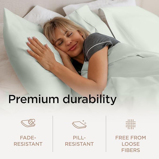 Threadmill Supima King Size Sheets, 1000 Thread Count, 4 Piece American Luxury Bed Sheets for King Mattress, 5 Star Hotel Quality Cotton Sheets with Elasticized Extra Deep Pocket, Seaglass