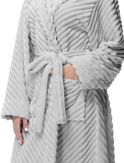 Yurhap Premium Robes for Women - Super Soft Cozy Fleece Womens Robe Plush Long Bathrobe