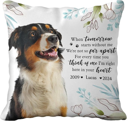 Pawfect House Personalized Dog Memorial Throw Pillows with Photo (Insert Included), I'm Right Here in Your Heart, Loss of Dog Sympathy Gift, Cat Memorial Gifts for Loss of Cat, Pet Loss Gifts