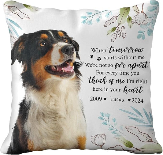 Pawfect House Personalized Dog Memorial Throw Pillows with Photo (Insert Included), I'm Right Here in Your Heart, Loss of Dog Sympathy Gift, Cat Memorial Gifts for Loss of Cat, Pet Loss Gifts