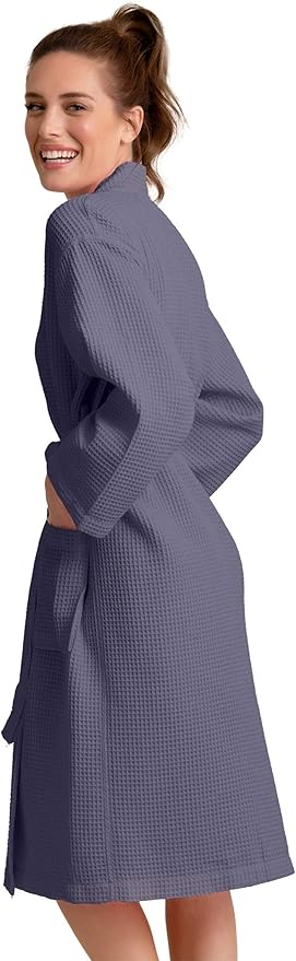 Luxurious Bathrobe for Women - Soft & Absorbent - Lightweigh & Comfort - Long & Kimono - Waffle & Cotton - Hotel/Spa Robe