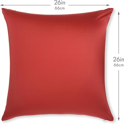 PILLOWY 26"x26" Throw Pillowcases (Cover Only) - 85/15 Nylon, Spandex - Luxurious, Silky, Stretchy & Soft - 1Pcs Solid Color - A Perfect Choice for Couch Chairs Sofa Bed Adult or Kids Bedroom, Maroon